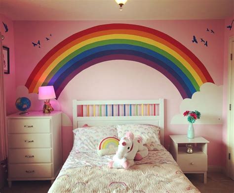 Painted Rainbow Wall | Rainbow room kids, Girls room colors, Rainbow room decor