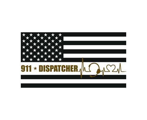 Vinyl Decal | Thin Gold Line | Dispatch | 911 Dispatcher | Decor | American Flag | Car Decal ...