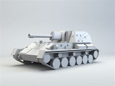 3D model Low Poly SU-76 tank destroyer VR / AR / low-poly | CGTrader