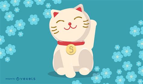 Lucky Cat Cartoon Illustration Vector Download