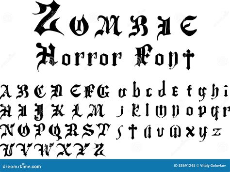 Zombie Horror Font Alphabet Stock Vector - Image: 53691245