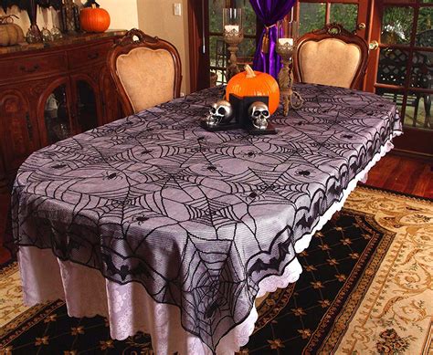 Intriguing And Fun Oval Halloween Tablecloth Design To Match The Merry Day