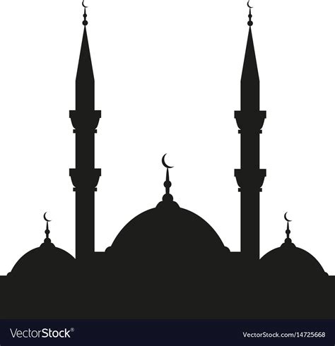 Traditional mosque silhouette isolated on white Vector Image