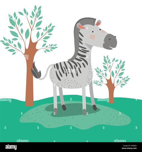 zebra animal caricature in forest landscape background Stock Vector Image & Art - Alamy