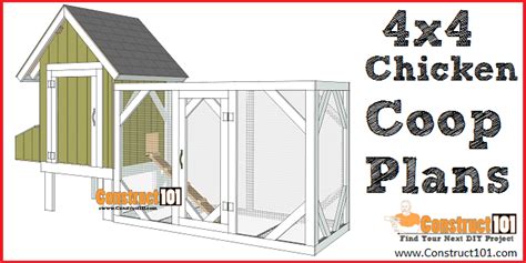 4x4 Chicken Coop Plans with Chicken Run - Instant Download - Construct101