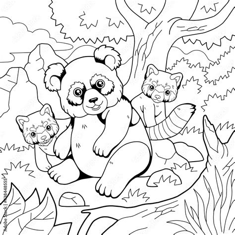 cartoon cute panda, coloring page, outline illustration Stock Vector | Adobe Stock