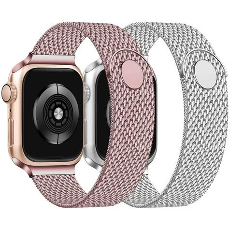 Adepoy - Adepoy Compatible for Apple Watch Band 42mm 44mm, Stainless Steel Mesh Loop Band ...