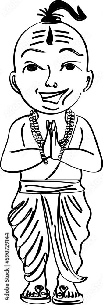 indian priest cartoon character, Pandit ji sketch drawing, Indian ...