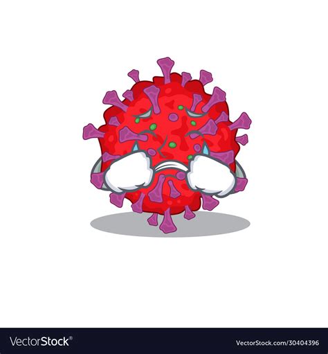 A crying coronavirus particle cartoon mascot Vector Image