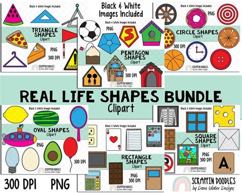 2D Shapes Clipart Bundle - Shapes Clip Art - Real Life Shapes ClipArt ...