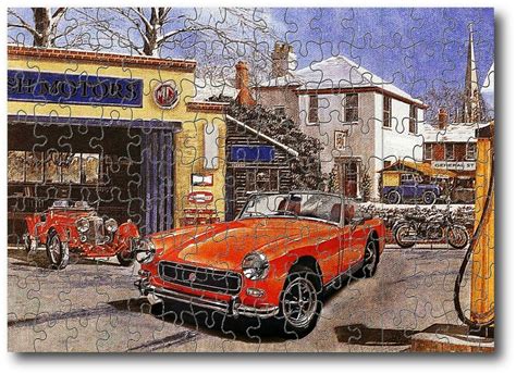 Jigsaw Puzzle MG classic Car & retro village Garage 150 pieces NEW By ...