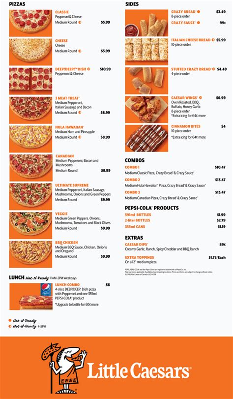 LITTLE CAESARS MENU ONLINE: PRINTABLE