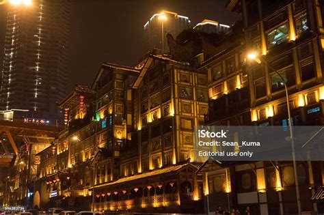 Night Scene Of Hongyadong Buildings In Chongqing China Stock Photo - Download Image Now - iStock