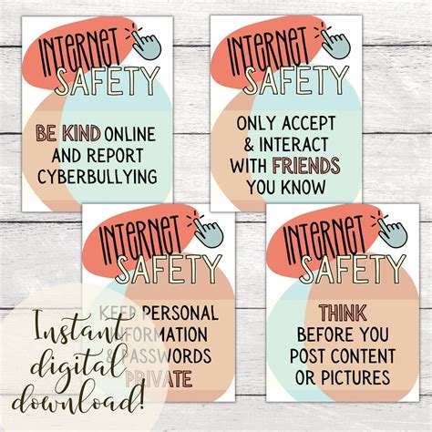 Internet Safety Classroom Posters Printable Posters for Teachers Growth ...