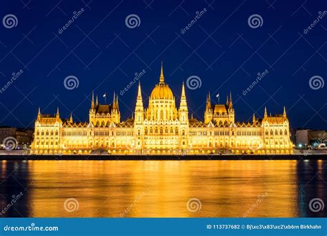 Famous Budapest Parliament at the River Danube during Blue Hour Stock Photo - Image of famous ...