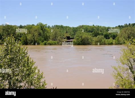 Flooding waters of the Kentucky River at Fort Boonesborough Kentucky USA Stock Photo - Alamy