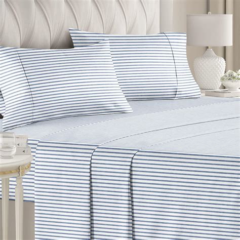 Striped Bed Sheets - Pin Striped Sheets - Blue and White Sheets - White and Blue Striped Sheets ...