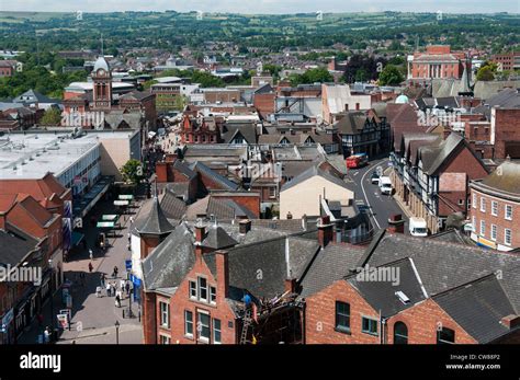 An aerial view of Chesterfield town centre, Derbyshire England UK Stock ...