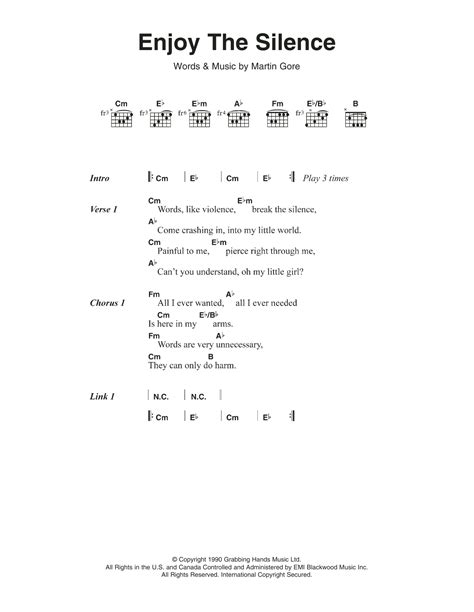 Enjoy The Silence by Depeche Mode Sheet Music for Guitar Chords/Lyrics at Sheet Music Direct