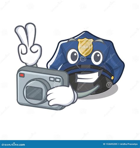 Photographer Police Hat in the Cartoon Cupboard Stock Vector - Illustration of corporal, happy ...