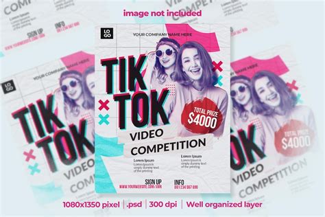 Premium PSD | Tiktok video competition social media flyer banner