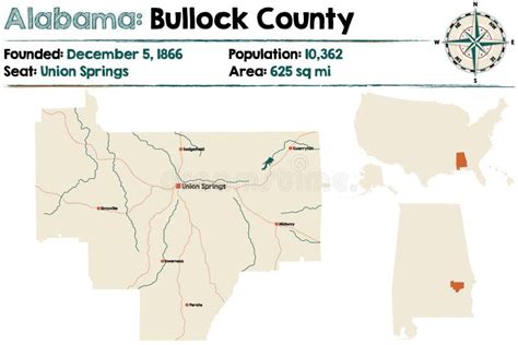 Map of Bullock County in Alabama Stock Vector - Illustration of bullock ...