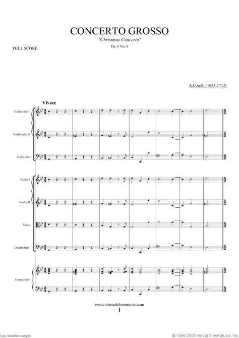 Corelli - Christmas Concerto Op.6 No.8 sheet music for strings