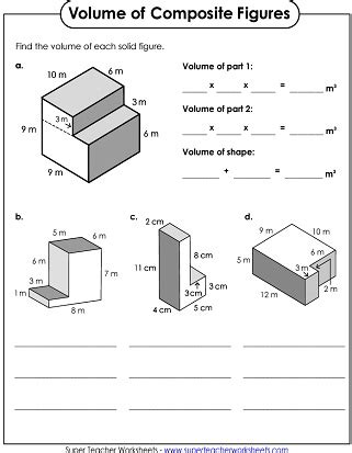 Volume of Composite Figures Additive Volume - Worksheets