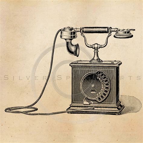 Vintage Telephone Illustration Printable 1800s Phones Antique Steampunk Print Instant Download ...