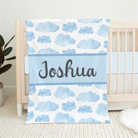 Personalized Cloud Baby Blanket, Baby Boy Blanket, Baby Shower Gift, Cloud Crib Bedding, Baby ...