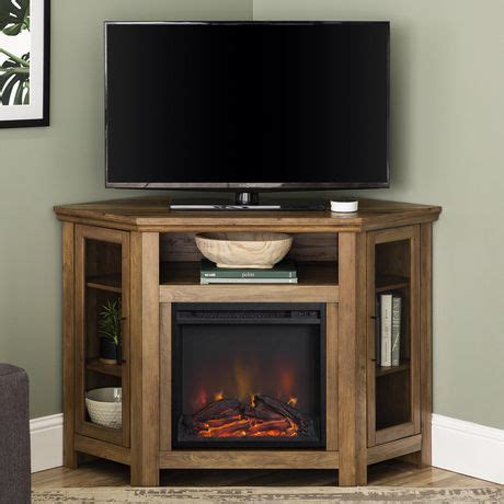 Manor Park 48" Wood Corner Fireplace Media TV Stand Console - Rustic Oak | Walmart Canada