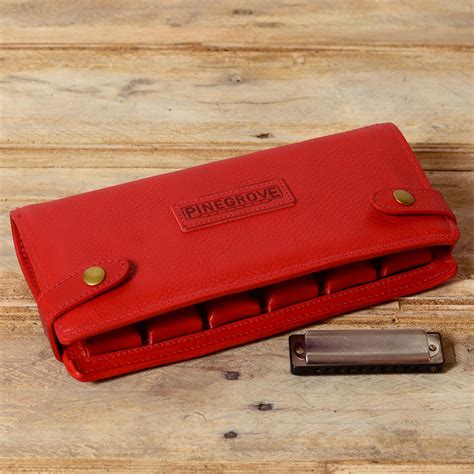 Twelve-Pack Leather Harmonica Case by Pinegrove Leather