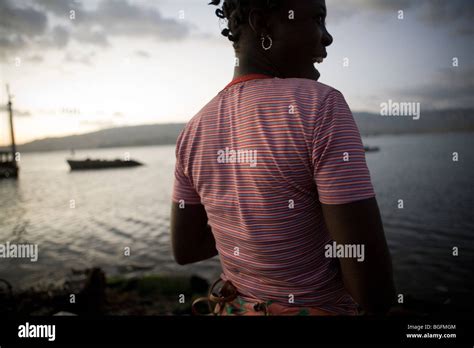 Woman at the port in Gonaives, Artibonite Department, Haiti Stock Photo ...