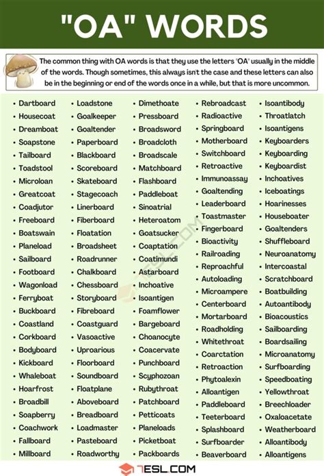 OA Words (800+ Words in English) • 7ESL