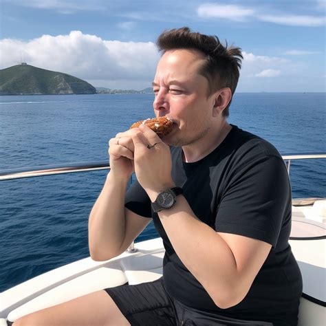 Elon Musk eating donuts in a boat on sea by Coolarts223 on DeviantArt