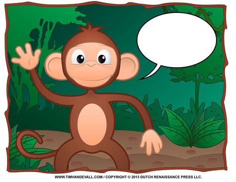 Printable Monkey Clipart, Coloring Pages, Cartoon & Crafts for Kids