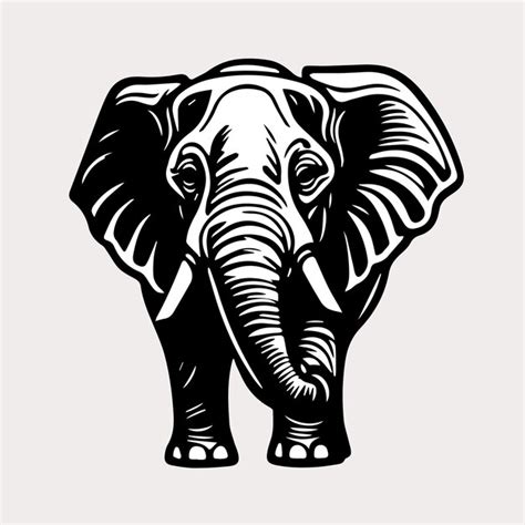 A black and white drawing of an elephant logo | Premium AI-generated vector