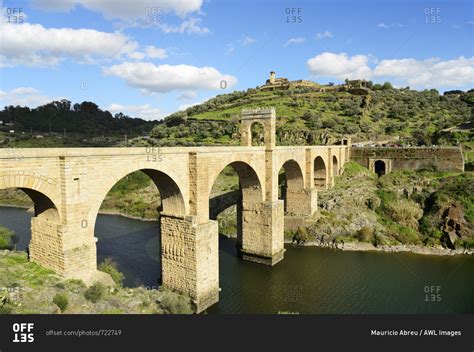 Roman bridge of Alcantara (Trajan's Bridge), a stone arch bridge built ...