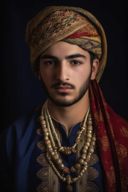 Premium AI Image | Cropped portrait of a handsome young man wearing traditional garb