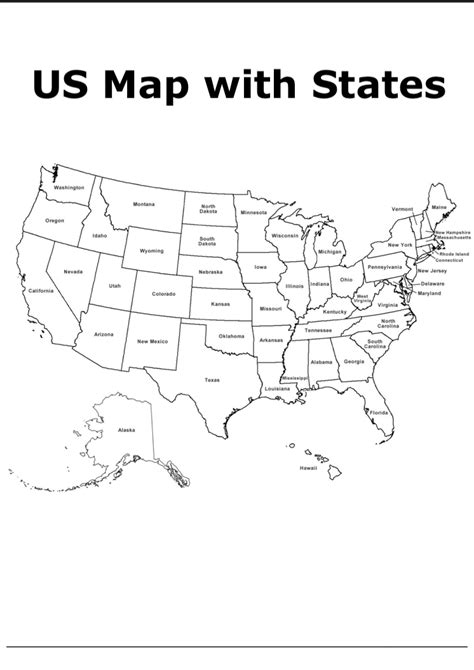 US Map With State Names | PDFGram