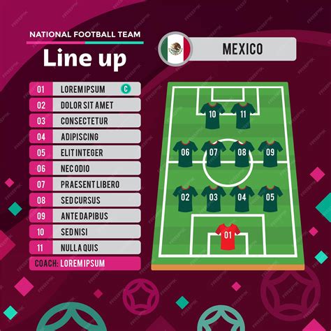 Premium Vector | Football championship 2022 mexico team line up poster in flat design