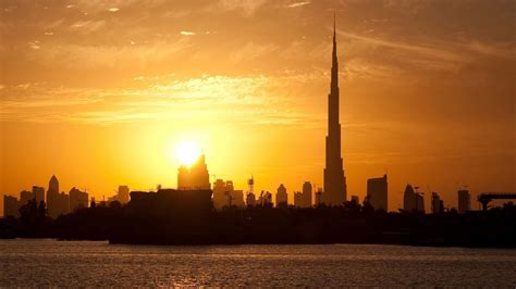 1920x1080 Dubai sunset skyline Wallpaper