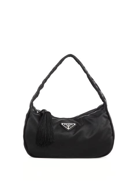 Lyst - Prada Nylon Crescent Shoulder Bag in Black