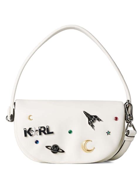 Karl Lagerfeld K/swing Logo-lettering Shoulder Bag in White | Lyst