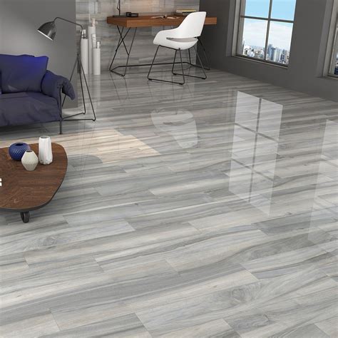 120x20 Time Grey Porcelain wood effect Tiles | Tile floor living room, Grey floor tiles, Living ...