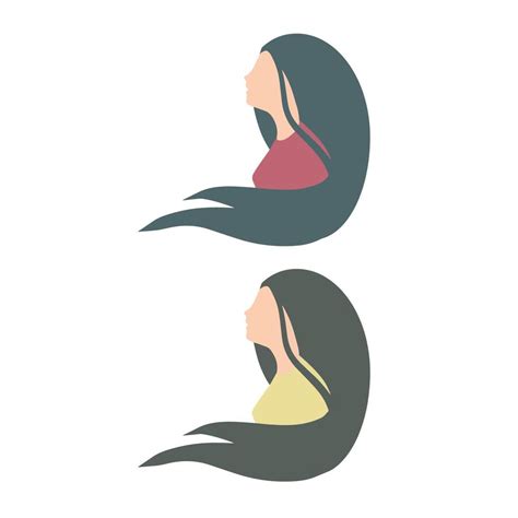 Silhouette of woman. Young girl with long hair. 9339490 Vector Art at ...