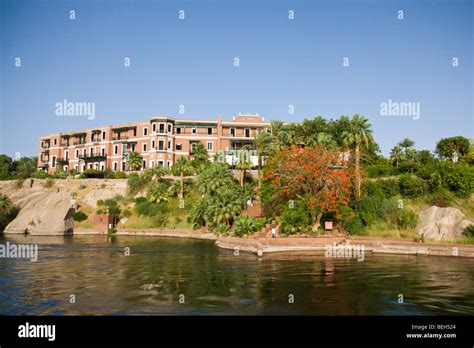 Traditional Hotel Old Cataract at Nile River, Aswan, Egypt Stock Photo ...