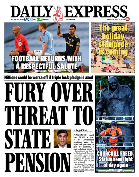 Daily Express Front Page 18th of June 2020 - Tomorrow's Papers Today!