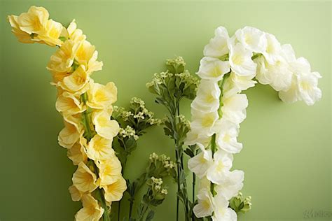 Two Tall White Flowers Sit Against A Light Wall Background, High ...