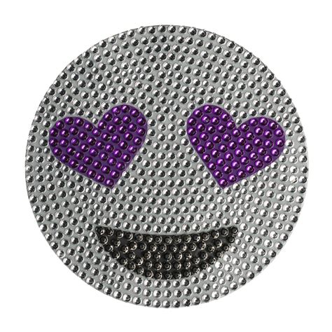 5 Inch Purple Heart Eye Emoji | Rhinestone Stickers | StickerBeans™ – STICKERBEANS